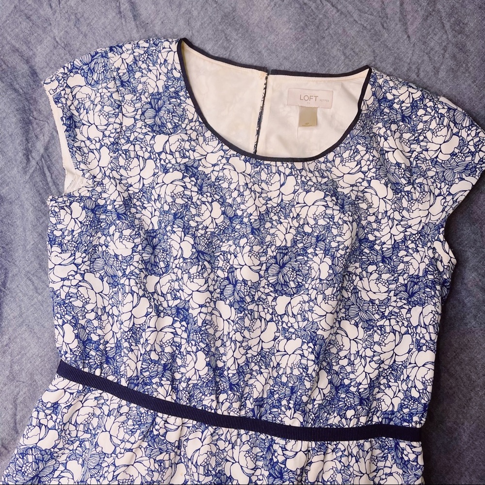 Ann Taylor LOFT Cottagecore Blue & White Dress🤍💙